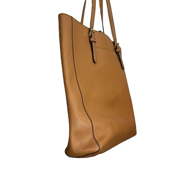 Michael Kors Jet Set Travel Tote Luggage Brown Leather Structured Bag One Size - Picture 3 of 15